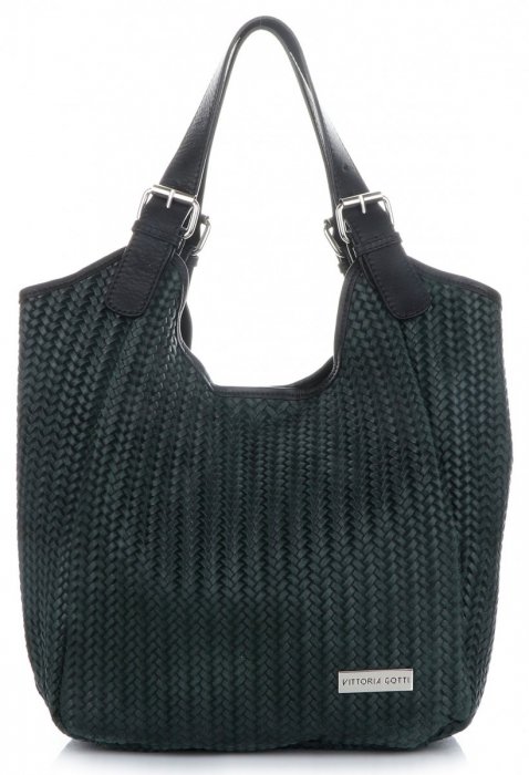Bőr táska shopper bag Vittoria Gotti palackzöld V80050