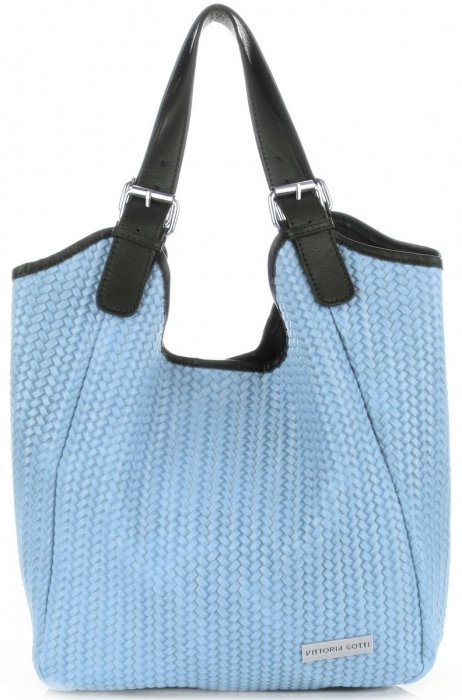 Bőr táska shopper bag Vittoria Gotti égszínkék V80050