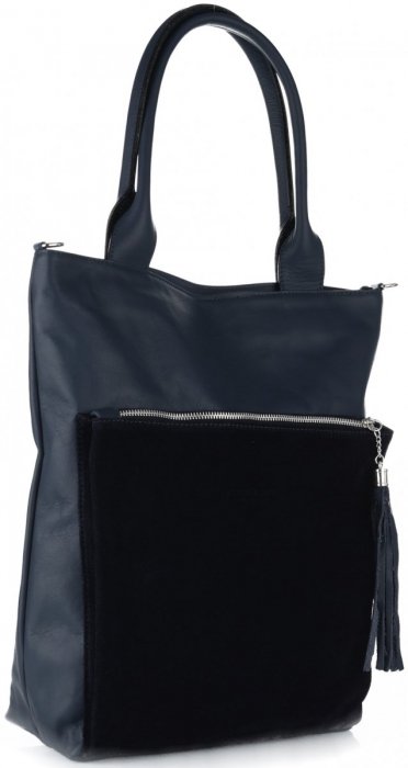 Bőr táska shopper bag Vittoria Gotti tengerkék V270