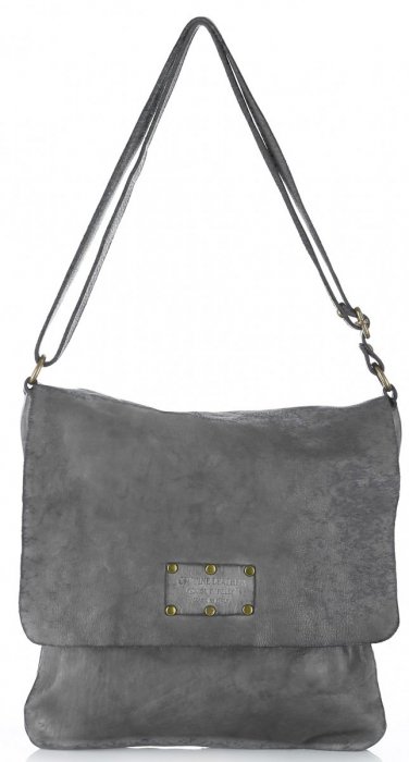 Bőr táska levéltáska Genuine Leather szürke L5127