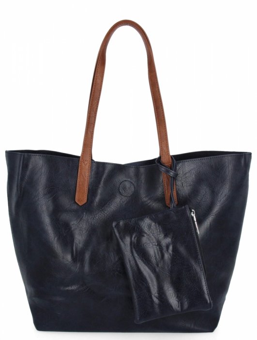 Torebka Damska Shopper Bag XXL z Kosmetyczką firmy Herisson H8805 Granatowa