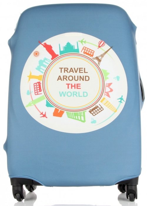 Pokrowiec na Walizkę firmy Snowball w rozmiarze L Travel around the world Niebieski