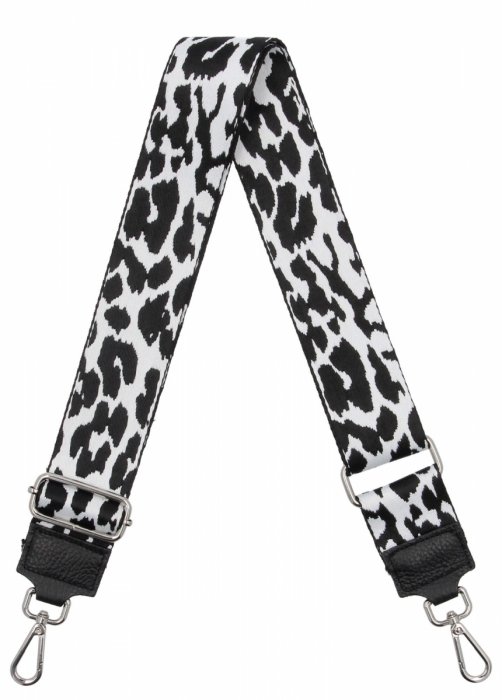 Modny Pasek Do Torebki Pantera P028PAN Czarny/Biały
