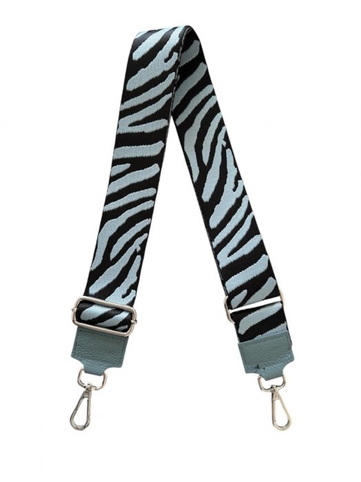 Modny Pasek Do Torebki Zebra P002 Jasno Niebieski/Czarny