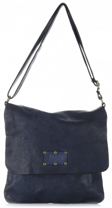 GEANȚĂ DIN PIELE tip poștaș Genuine Leather bleumarin L5127