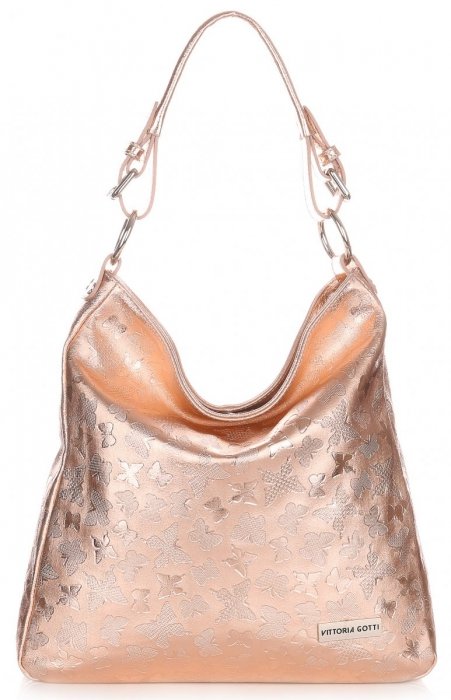 GEANȚĂ DIN PIELE shopper bag Vittoria Gotti auriu V23