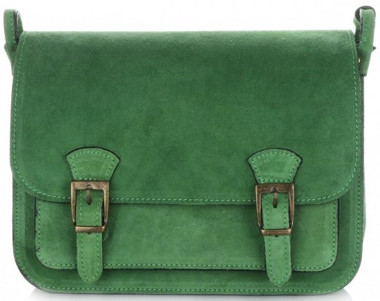GEANȚĂ DIN PIELE tip poștaș Genuine Leather verde de zmeu 1643