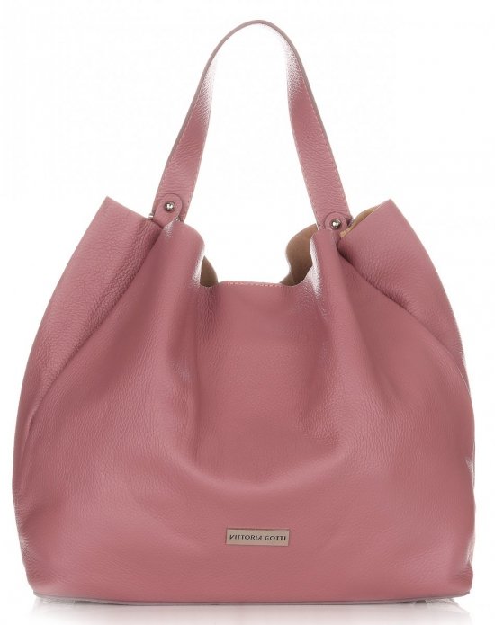 GEANȚĂ DIN PIELE shopper bag Vittoria Gotti roz  indian V230
