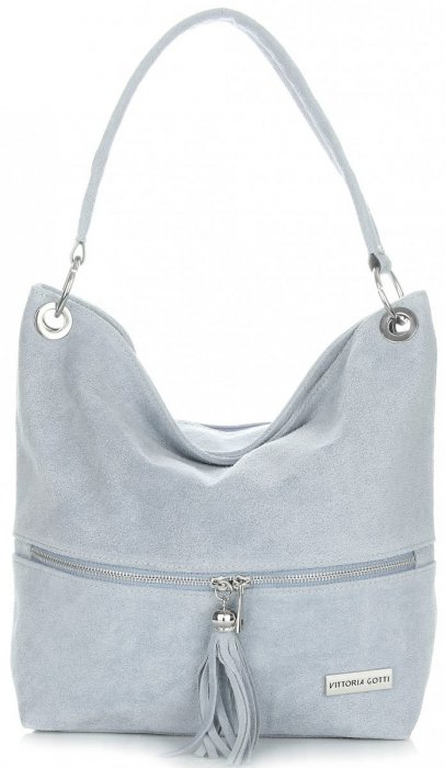 GEANȚĂ DIN PIELE shopper bag Vittoria Gotti albastru deschis V3821