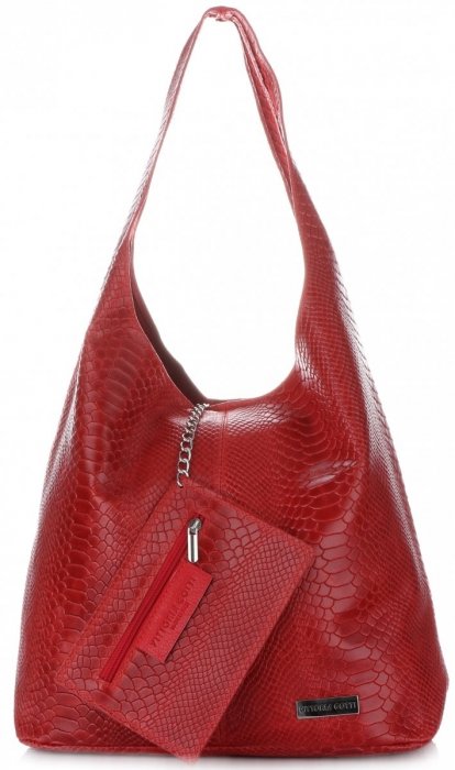 GEANȚĂ DIN PIELE shopper bag Vittoria Gotti roșu V8804
