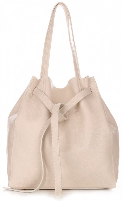 GEANȚĂ DIN PIELE shopper bag Genuine Leather bej 1158