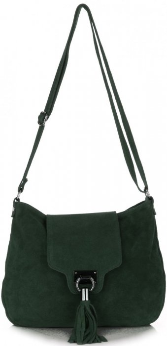 GEANȚĂ DIN PIELE tip poștaș Genuine Leather verde de sticlă 4022