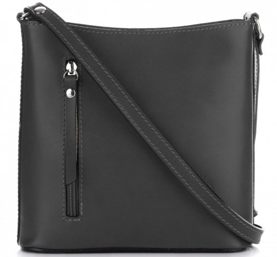 GEANȚĂ DIN PIELE tip poștaș Genuine Leather grafit 6002