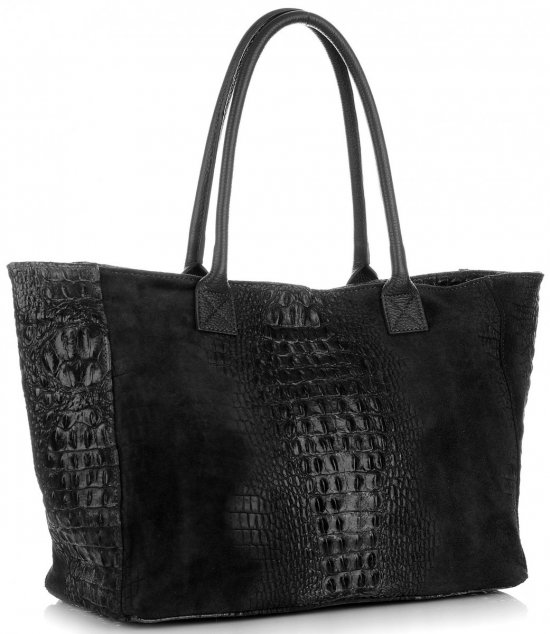 GEANȚĂ DIN PIELE cufăr Genuine Leather negru 80042