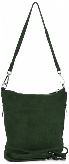 GEANȚĂ DIN PIELE tip poștaș Genuine Leather verde de sticlă 85A