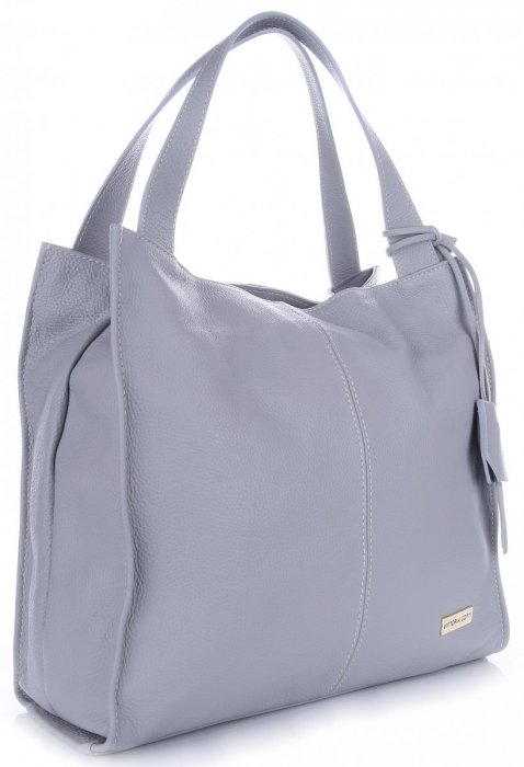 GEANȚĂ DIN PIELE shopper bag Vittoria Gotti gri deschis V2