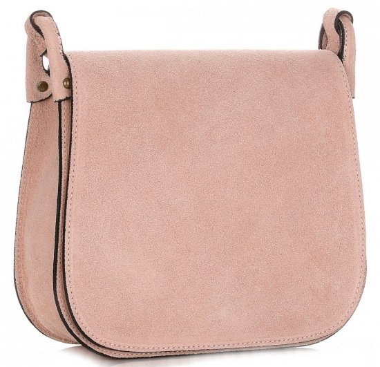 GEANȚĂ DIN PIELE tip poștaș Genuine Leather roz de pudră 0003