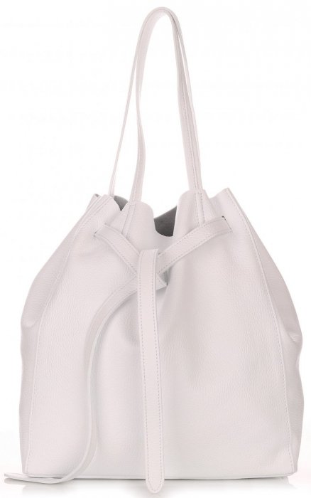 GEANȚĂ DIN PIELE shopper bag Genuine Leather alb 1158