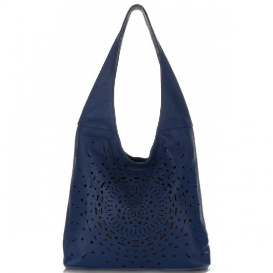 GEANȚĂ DIN PIELE shopper bag Vittoria Gotti albastru V31