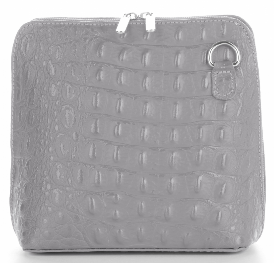 GEANȚĂ DIN PIELE tip poștaș Genuine Leather gri deschis 218