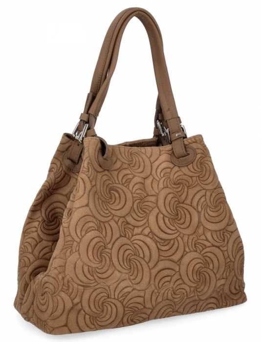 Geantă din piele italiană Shopper Bag cu modele la modă 5566-S maro închis