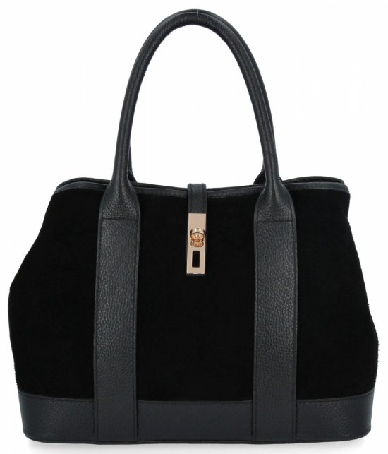 Geantă elegantă din piele tip cutie 653 neagră