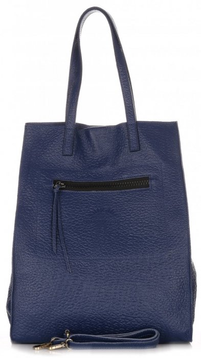 GEANȚĂ DIN PIELE shopper bag Vittoria Gotti bleumarin V8622