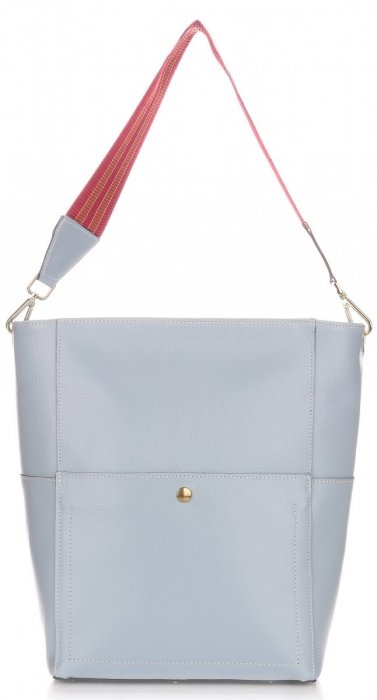 GEANȚĂ DIN PIELE shopper bag Genuine Leather albastru deschis K26