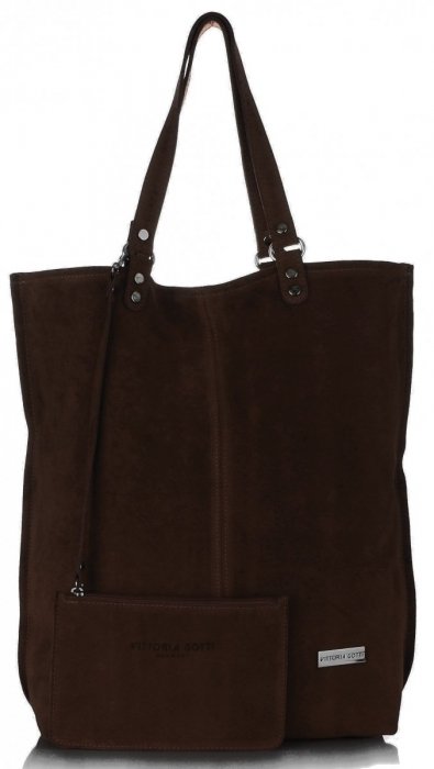 GEANȚĂ DIN PIELE shopper bag Vittoria Gotti ciocolatiu V22