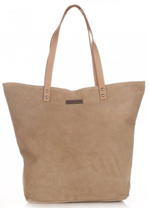 GEANȚĂ DIN PIELE shopper bag Vittoria Gotti bej V915