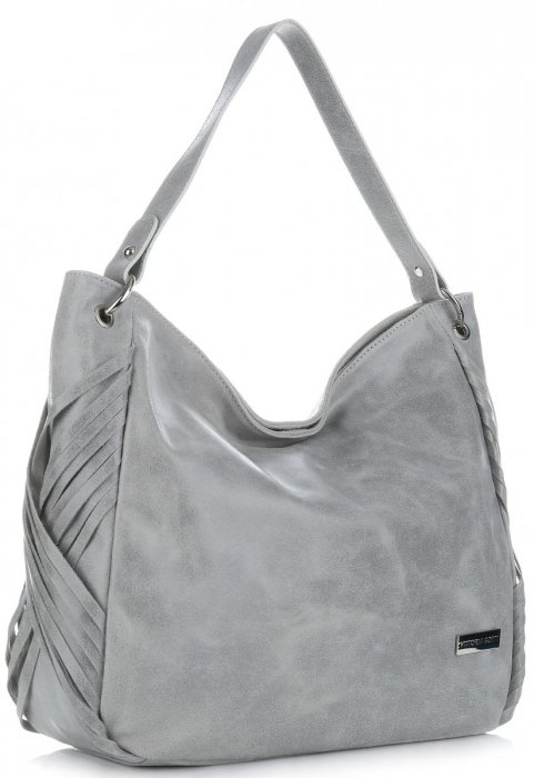 GEANȚĂ DIN PIELE shopper bag Vittoria Gotti gri deschis V8818