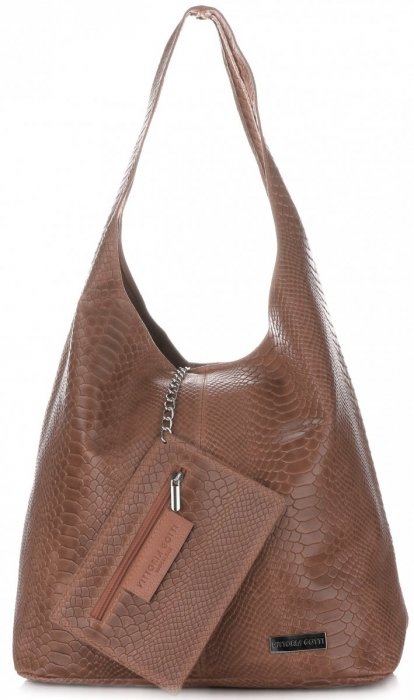 GEANȚĂ DIN PIELE shopper bag Vittoria Gotti maro pământiu V8804