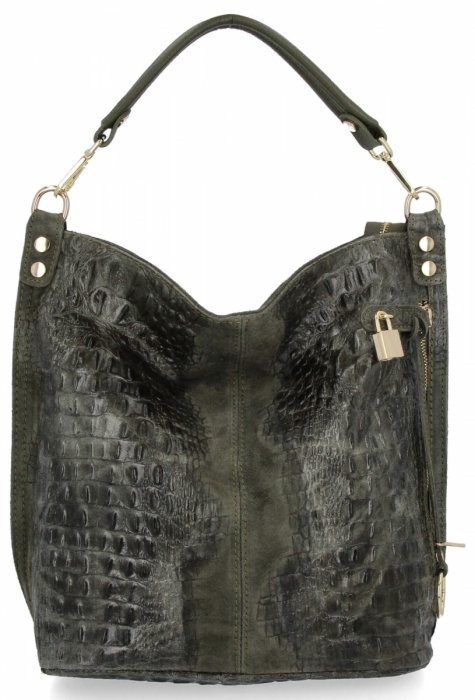 Geantă din piele italiană cu motiv animal 884 verde