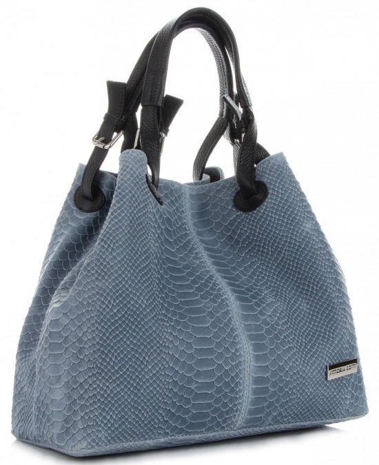 GEANȚĂ DIN PIELE shopper bag Vittoria Gotti indigo V2L