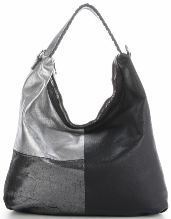 Kožené kabelka shopper bag Genuine Leather čierna 5521