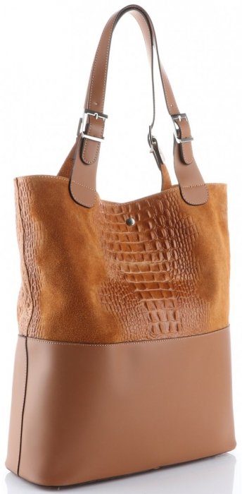 Kožené kabelka shopper bag Genuine Leather ryšavá 216