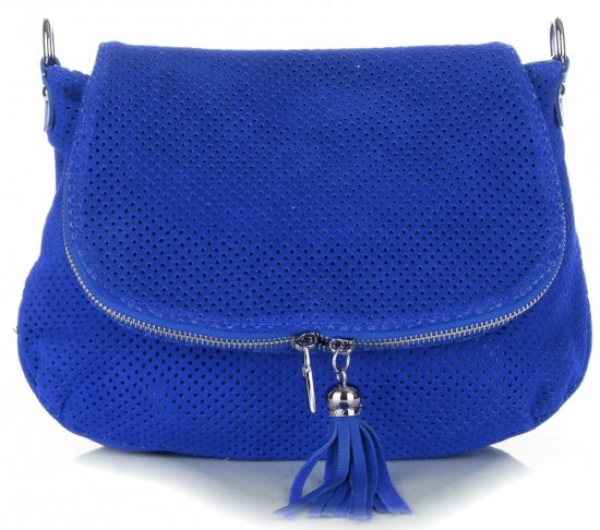 Kožené kabelka listonoška Genuine Leather kobaltová A20E