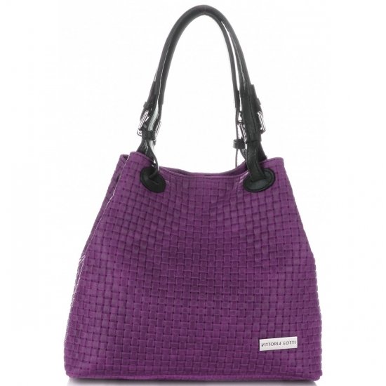 Kožené kabelka shopper bag Vittoria Gotti fialová V80047