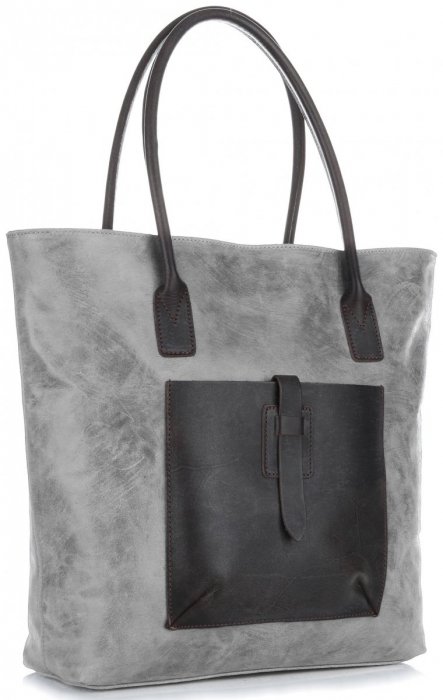 Kožené kabelka shopper bag Genuine Leather svetlo šedá 358