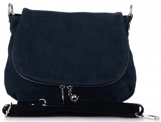 Kožené kabelka listonoška Genuine Leather tmavo modrá A20E
