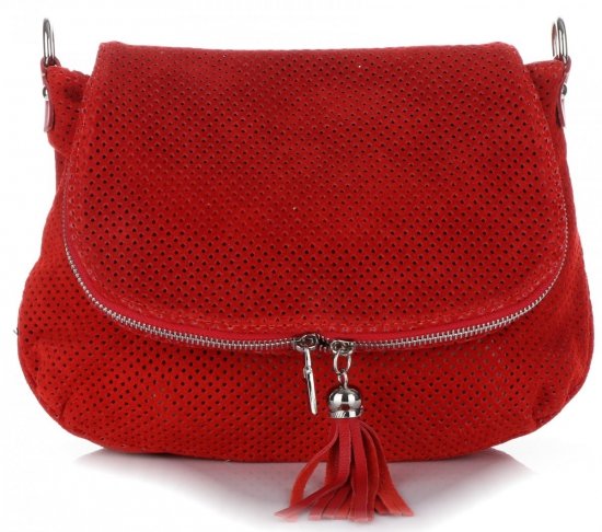 Kožené kabelka listonoška Genuine Leather červená A20E