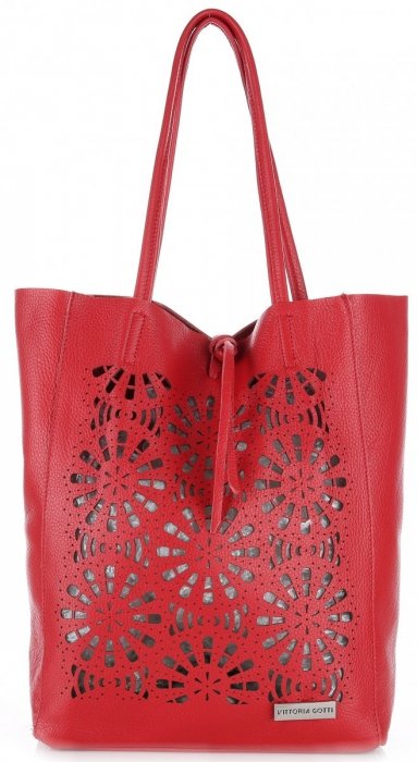 Kožené kabelka shopper bag Vittoria Gotti červená V577