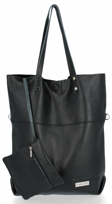 Kožené kabelka shopper bag Vittoria Gotti čierna V6538
