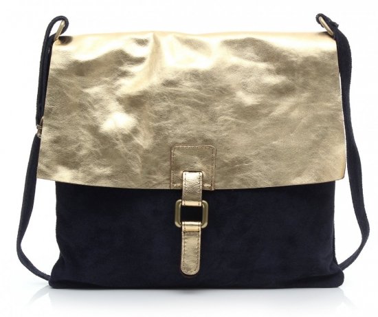 Kožené kabelka listonoška Genuine Leather tmavo modrá 50723