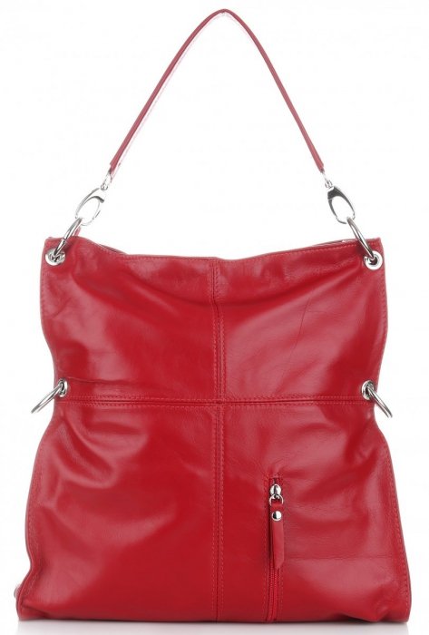 Kožené kabelka shopper bag Vera Pelle červená 25