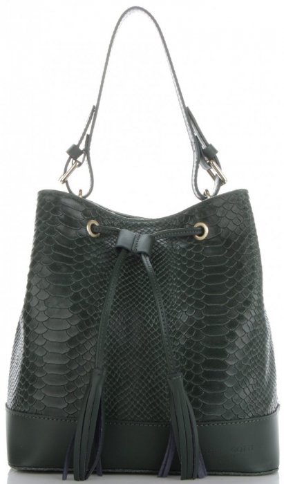 Kožené kabelka shopper bag Vittoria Gotti fľašková zelená V344