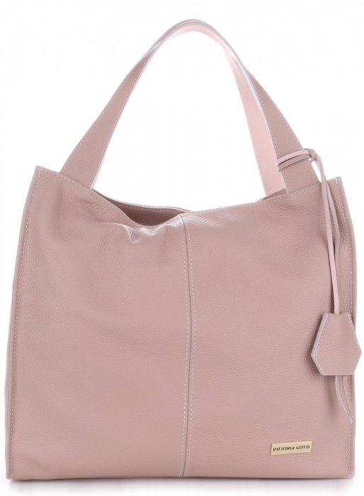Kožené kabelka shopper bag Vittoria Gotti púdrová ružová V2