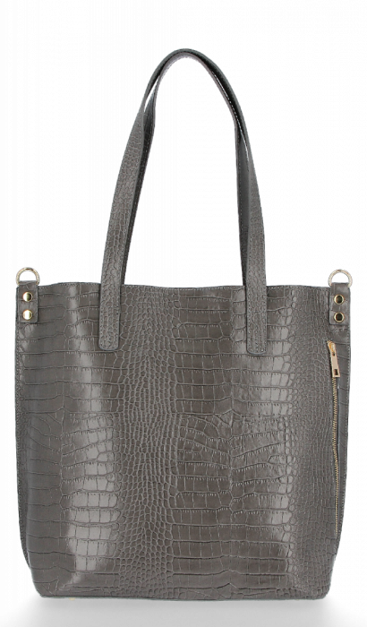 Kožené kabelka shopper bag Vittoria Gotti šedá VG803