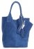 Kožené kabelky Shopperbag přírodní semiš Modrá