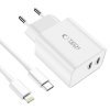 TECH-PROTECT C35W 2-PORT ŁADOWARKA SIECIOWA  PD35W + KABEL LIGHTNING WHITE
